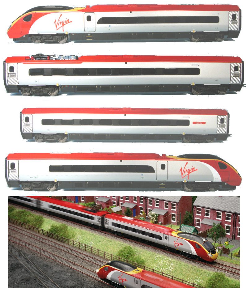 Hornby R2467X Class 390 Pendolino 4 Car Pack (DCC Fitted), Virgin